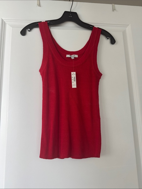 Madewell Tops - Madewell NWT Red Ribbed Scoop Neck Linen Blend Sweater Tank